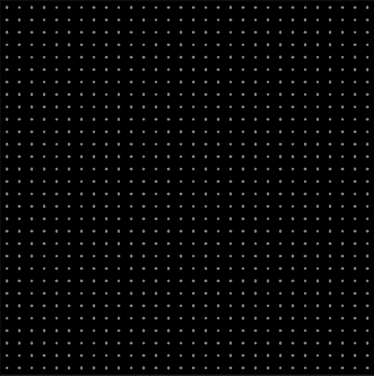 A grid of plain gray dots on a black background.